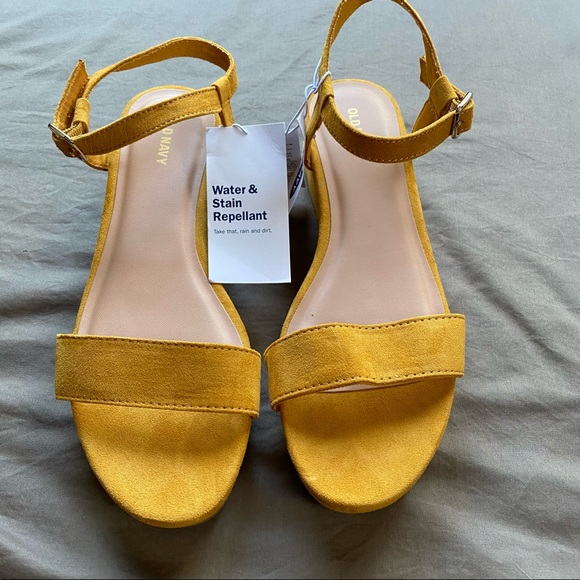 navy and yellow sandals